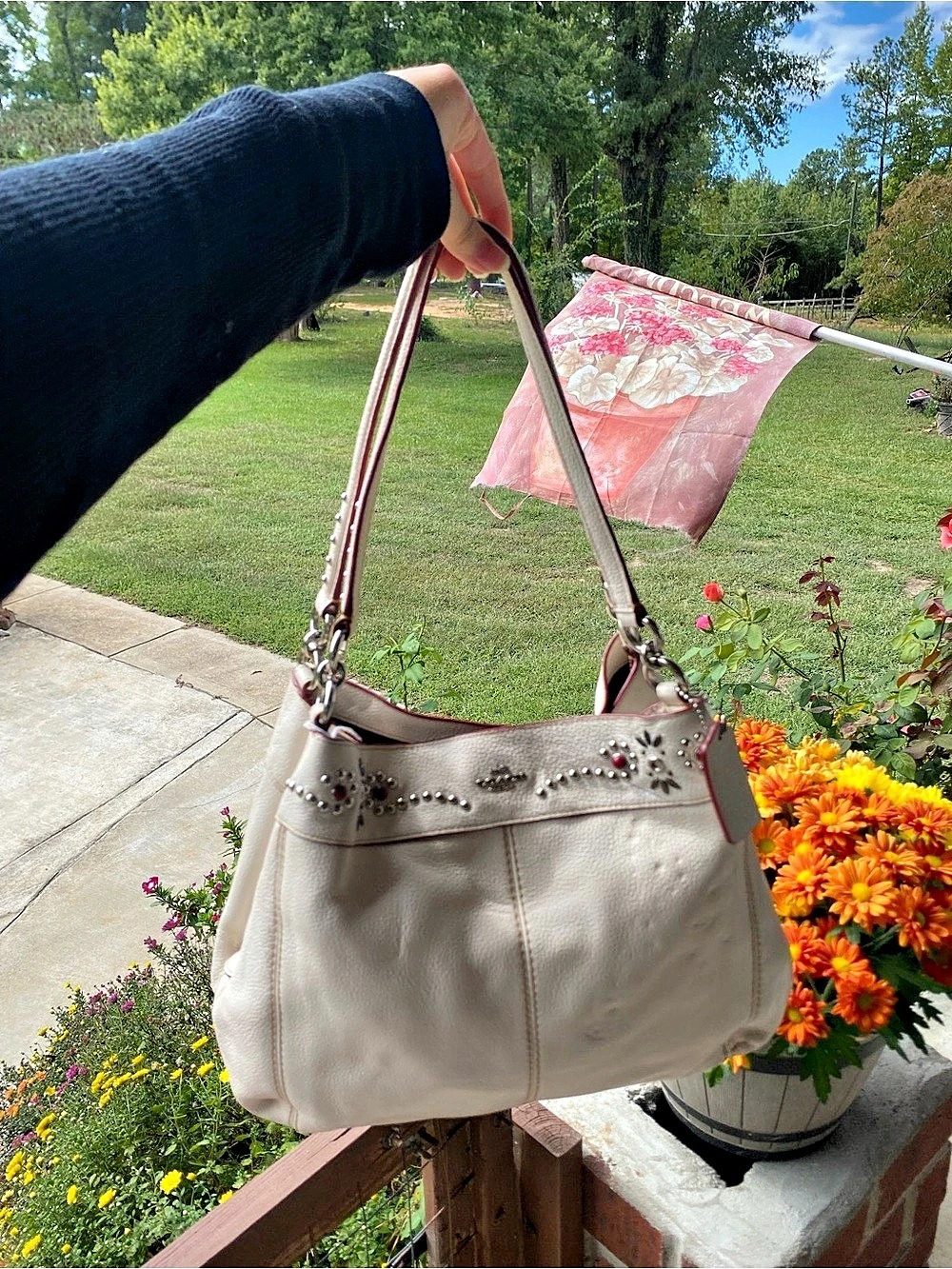 Coach Edie Shoulder Bag 31 with Prairie Rivets in White